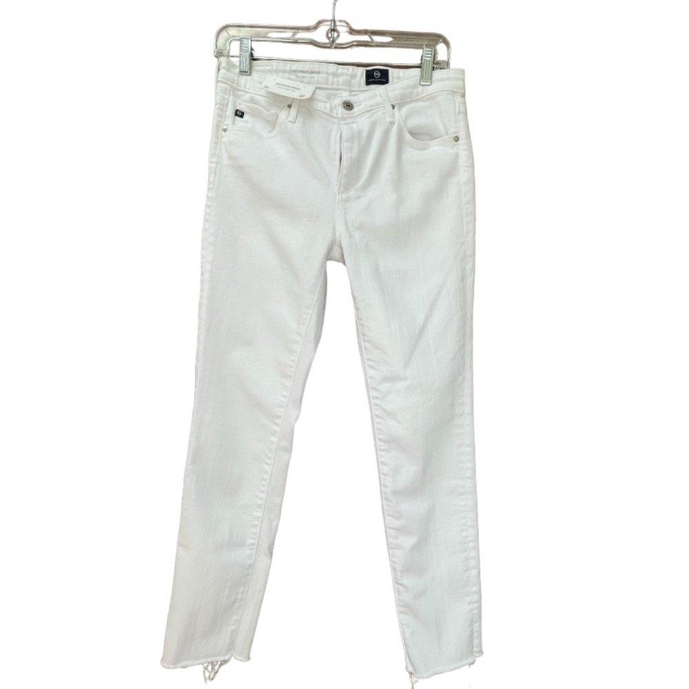 AG Adriano Goldshmied The Stevie Ankle Hi Waist‎ White Jean Cutoff Ankle Size 27